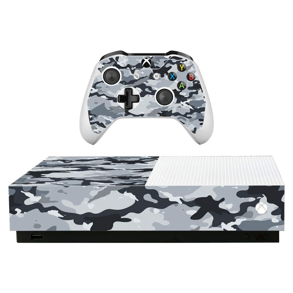 MightySkins Skin for Microsoft Xbox One S All-Digital Edition - Gray Camouflage | Protective  Durable  and Unique Vinyl Decal wrap Cover | Easy to Apply  Remove  and Change Styles | Made in The USA