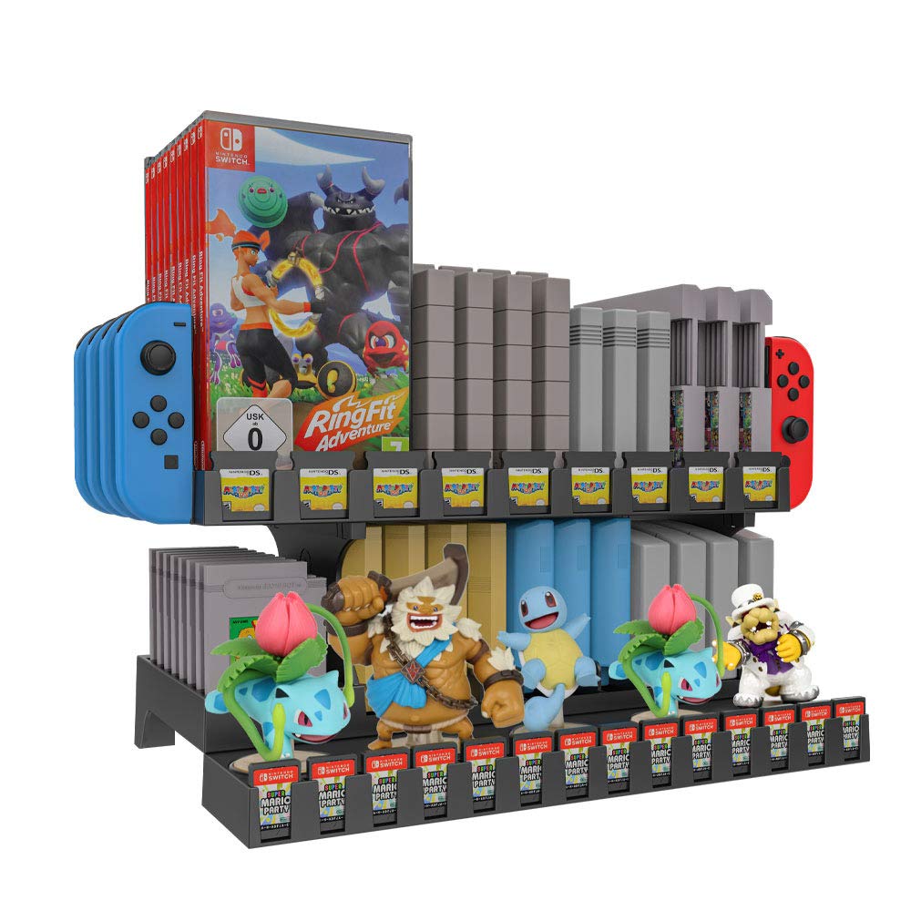 EJGAME Multifunctional Game Storage and Display Stand for NSW/NDS/3DS/Amiibo/NDS series/Game Boy/FC/SFC/NES/SNES/N64