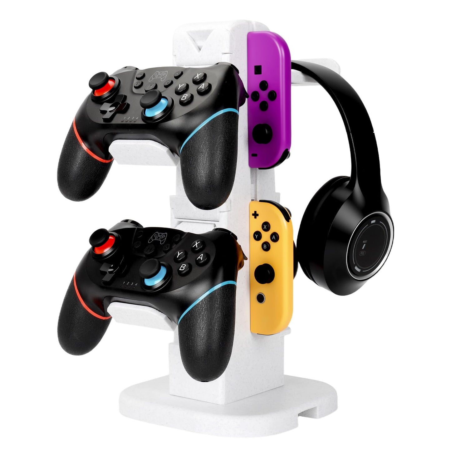 3HQ Controller Holder & Headset Stand Tower - Rotary Gaming Controller & Headphone Stand with Joy-Con Slot for Gamers