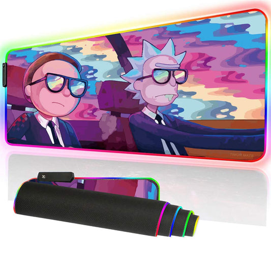 Bimormat RGB Gaming Mouse Pad - LED Light, Large Rubber Base, 35.4x15.7, Colorful Design - Model 9040rkmomo