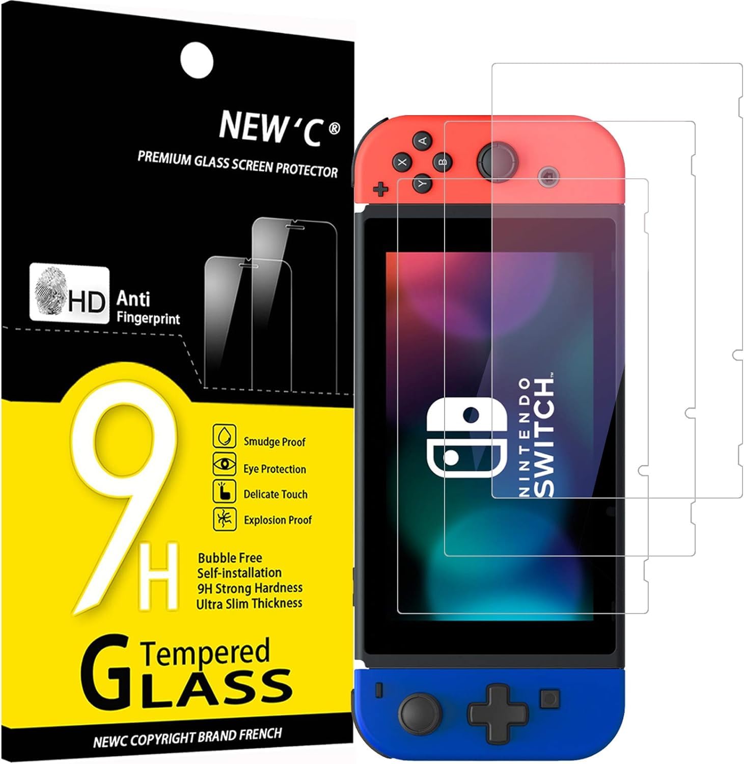 NEWC 3 Pack Designed for Nintendo Switch Screen Protector Tempered Glass  Case Friendly Anti Scratch Bubble Free Ultra Resistant
