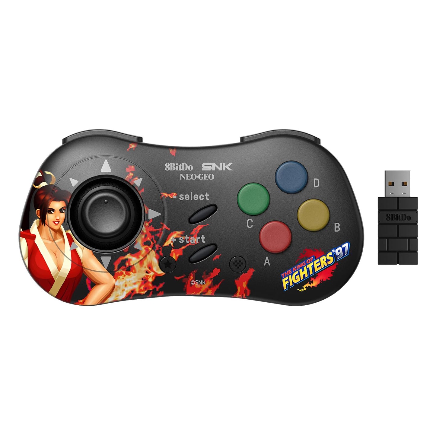 8Bitdo NEOGEO Wireless Controller - Classic Click-Style Joystick, Black, Model 6922621504108, Officially Licensed by SNK (Mai Shiranui Edition)
