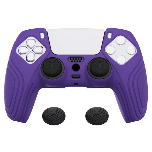 eXtremeRate PlayVital Samurai Edition Purple Anti-Slip Controller Silicone Skin for DualSense  Ergonomic Soft Rubber Protective Case for Playstation 5 PS5 Controller with Black Thumb Stick Caps