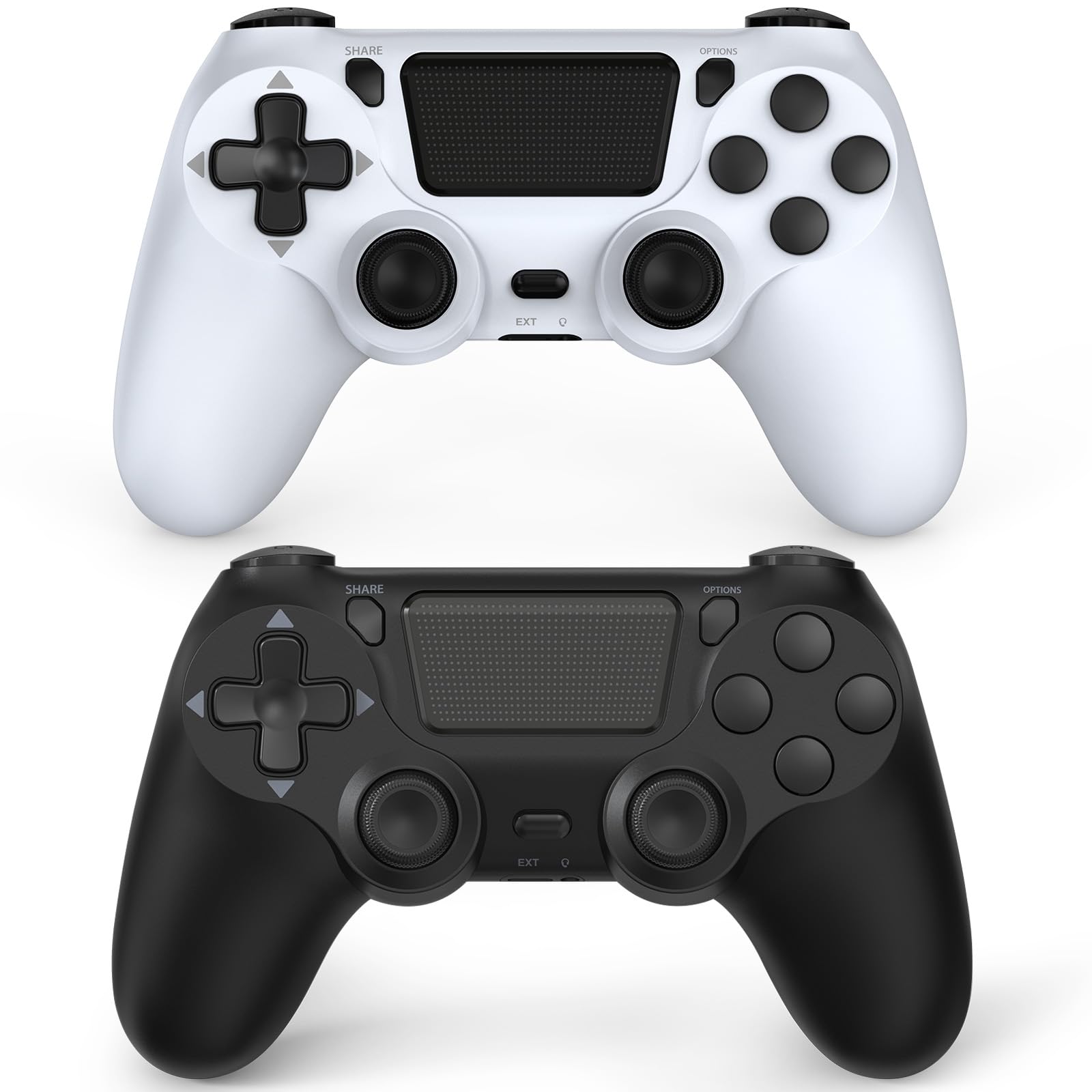 Wuthur Wireless Controller for PS4/Pro/Slim - 2 Pack, Black & White