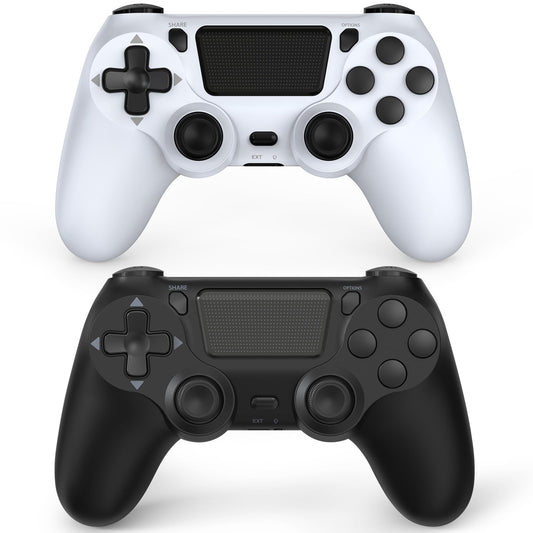 Wuthur Wireless Controller for PS4/Pro/Slim - 2 Pack, Black & White
