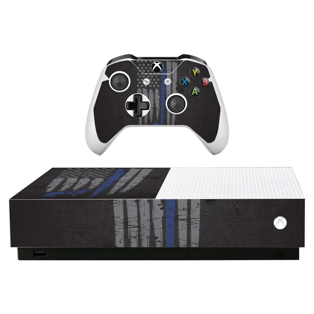 MightySkins Skin for Microsoft Xbox One S All-Digital Edition - Thin Blue Line K9 | Protective  Durable  and Unique Vinyl Decal wrap Cover | Easy to Apply  Remove  and Change Styles | Made in The USA