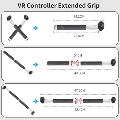 RCstyle Hibloks 3 in 1 Handle Attachments for Meta Quest 3 Controllers - White, Enhance VR Gaming Experience with Long Arms Grips