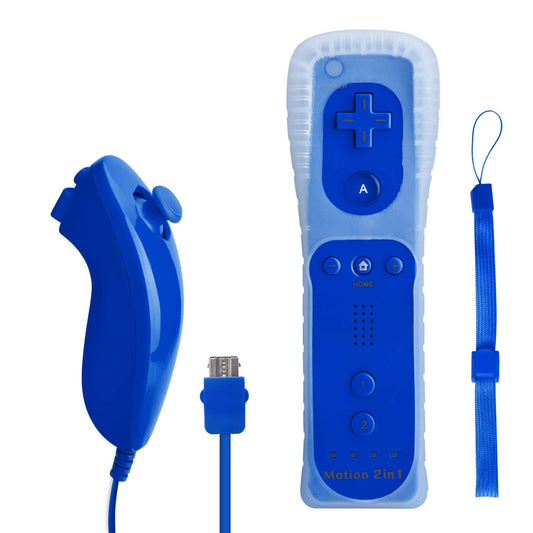 TechKen Wireless Controller for Wii & Wii U - Built-in Motion Plus, Blue, 1 Pack