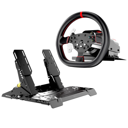PXN V10 Ultra Gaming Steering Wheel & Pedals, 3.2Nm Force Feedback, 10.6-inch Rim, Black, Compatible with Xbox, PS4, and PC