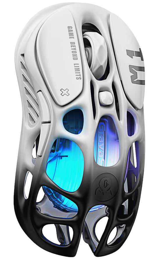 GravaStar Mercury M1 Pro Wireless Gaming Mouse  Lightweight Magnesium Alloy  26 000 DPI  PAW3395DM Sensor  5 Programmable Buttons  Support Wired/2.4GHz/BT  Up to 200 Hours Battery Life-Gradient Black
