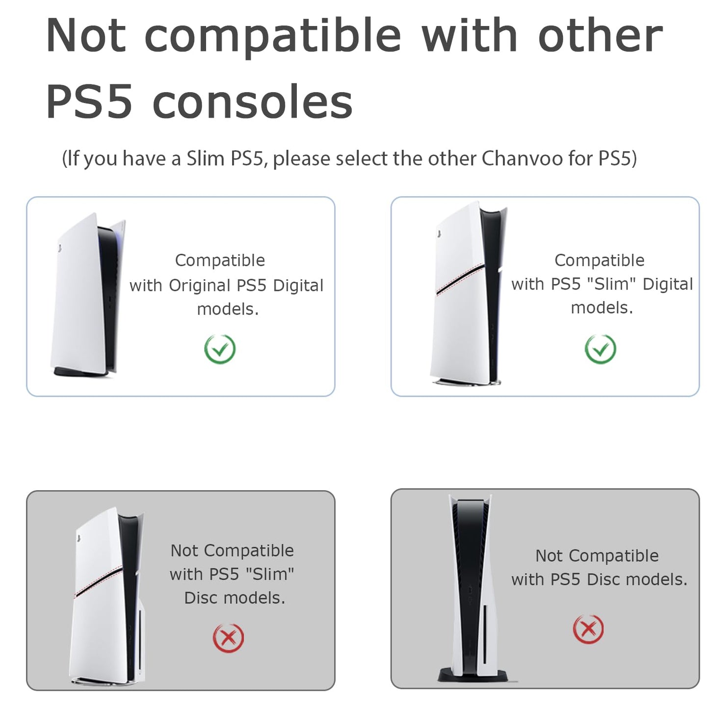 Chanvoo PS5 Under Desk Mount Holder, Aluminum, Silver, Compatible with PS5/PS5 Slim Digital Edition, Not for Disc Version