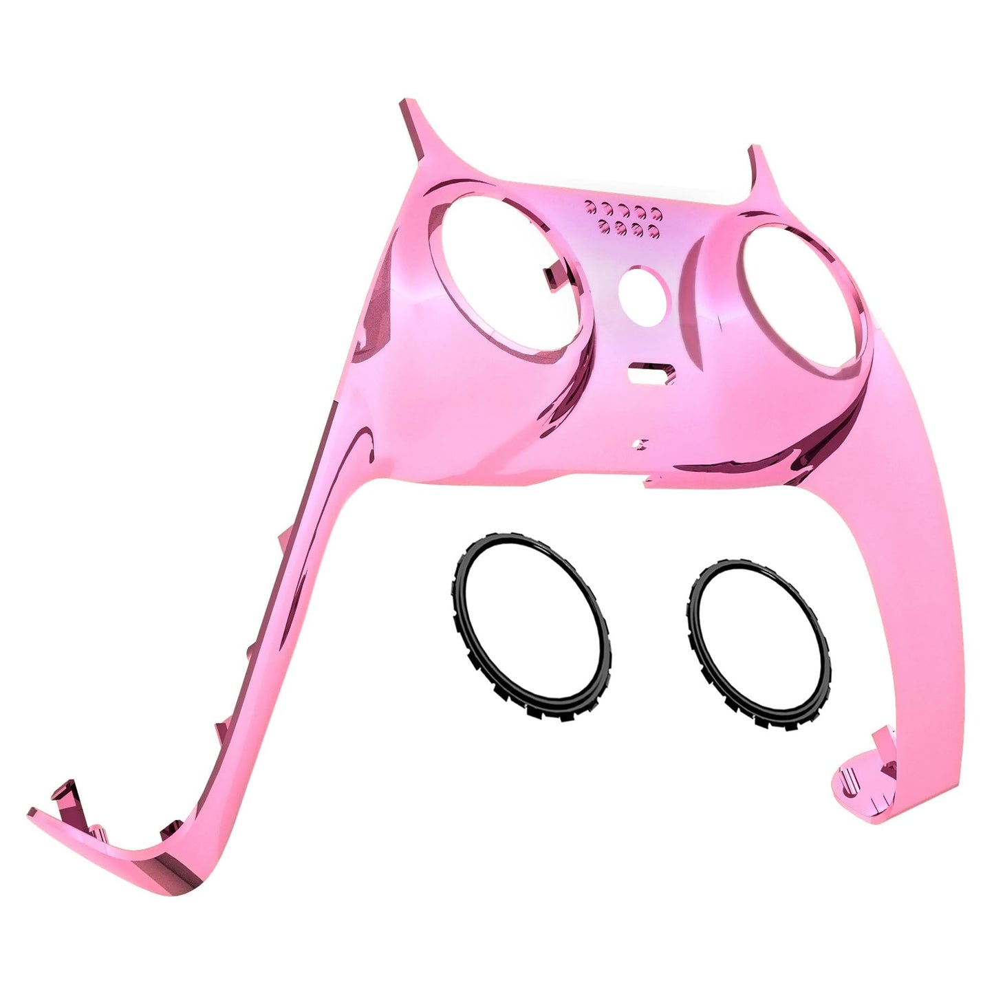 eXtremeRate Chrome Pink Glossy Decorative Trim Shell Compatible with p s 5 Controller  DIY Replacement Clip Shell  Custom Plates Cover Compatible with p s 5 Controller with Accent Rings