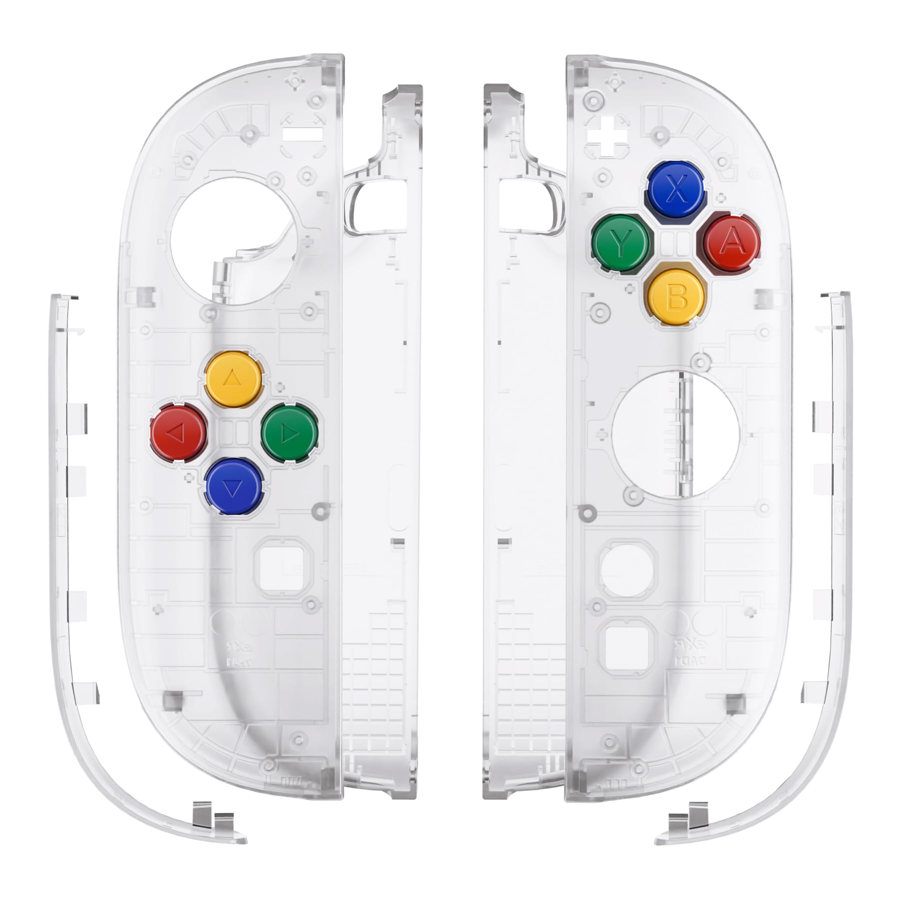eXtremeRate DIY Replacement Shell Buttons for Joycon 2  Custom Housing Faceplate Case + Decorative Strips + ABXY Direction Keys + Tools for Nintendo Switch 2 Controller - Essence Version - Clear
