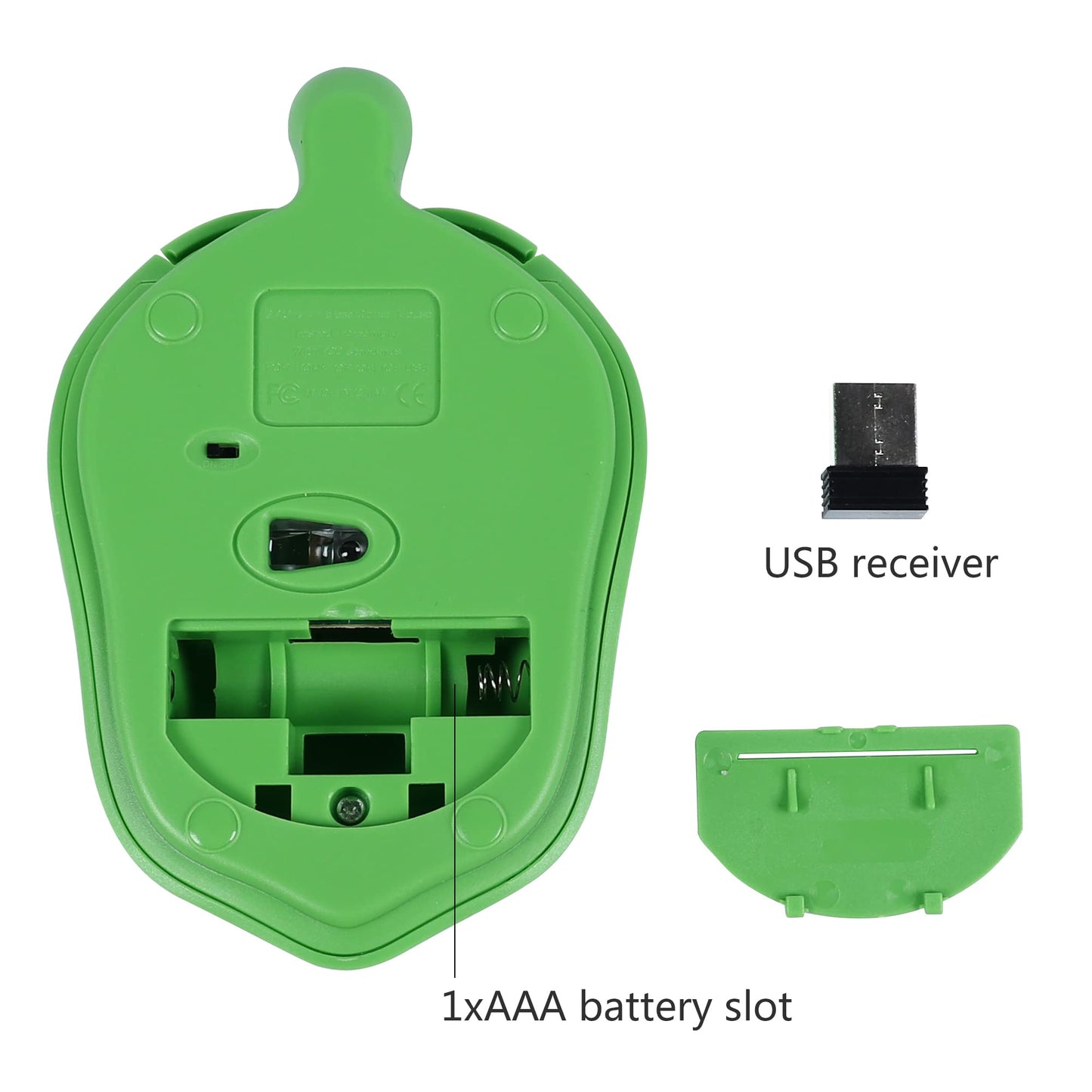 elec Space Wireless Turtle-Shaped Mouse, 2.4G Optical, 3 Buttons, 12x7.7cm, Mint Green, Model B0B8R98G61_CA