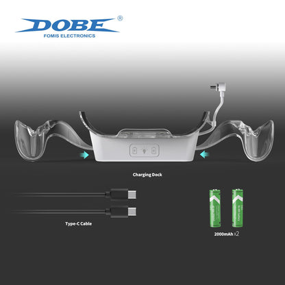 DOBE Charging Kit for Quest2/Quest3/Quest3S VR Headset - Fast 5V 3A Charging, Two 2000mAh Rechargeable Batteries, Model TY-386