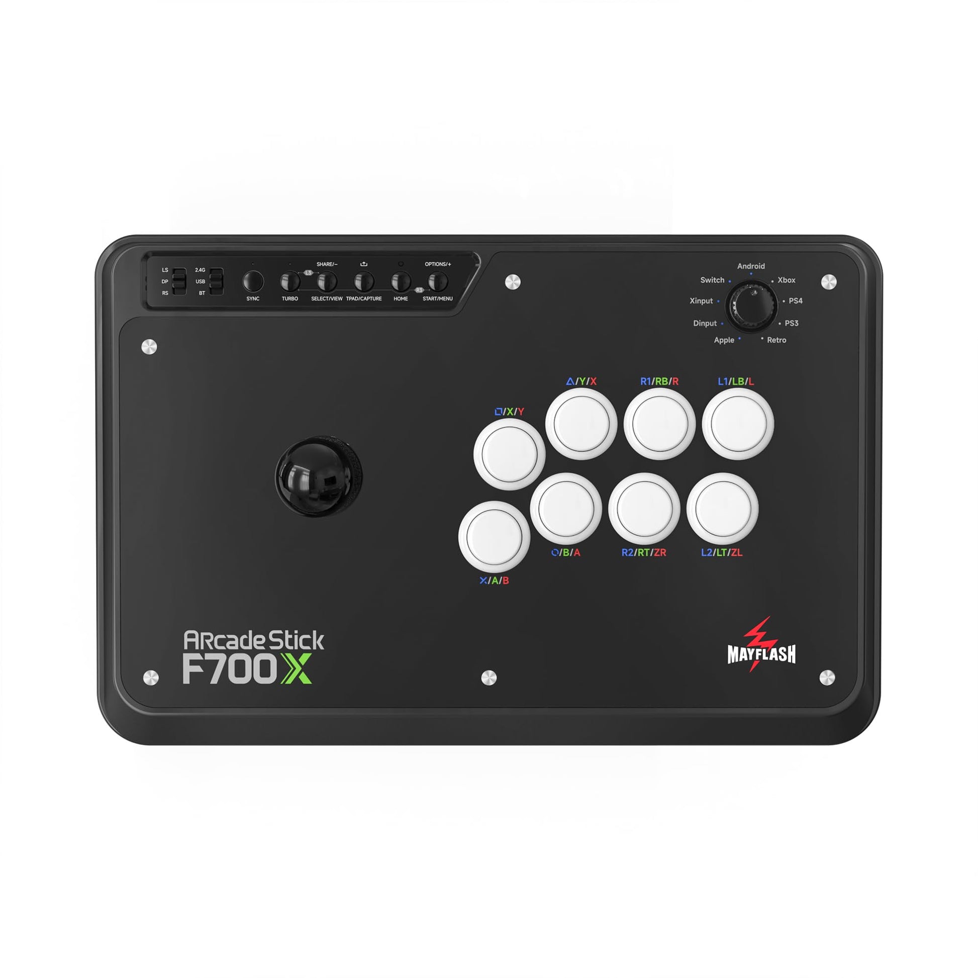 MAYFLASH F700X Wireless Arcade Fighting Stick for Xbox, PS4, Switch - Black, Bluetooth & Wired Connection