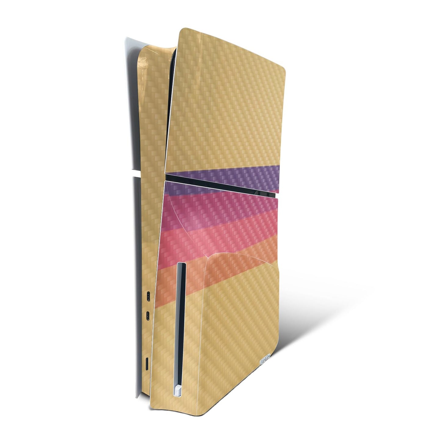 MightySkins Carbon Fiber Skin for PS5 Playstation 5 Slim Disc Edition Console Only - Mellow Stripes Protective Durable Textured Carbon Fiber Finish Easy to Apply Made in The USA