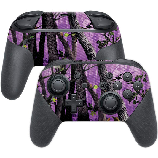 MightySkins Carbon Fiber Skin for Nintendo Switch Pro Controller - Purple Tree Camo | Protective  Durable Textured Carbon Fiber Finish | Easy to Apply  Remove  and Change Styles | Made in The USA