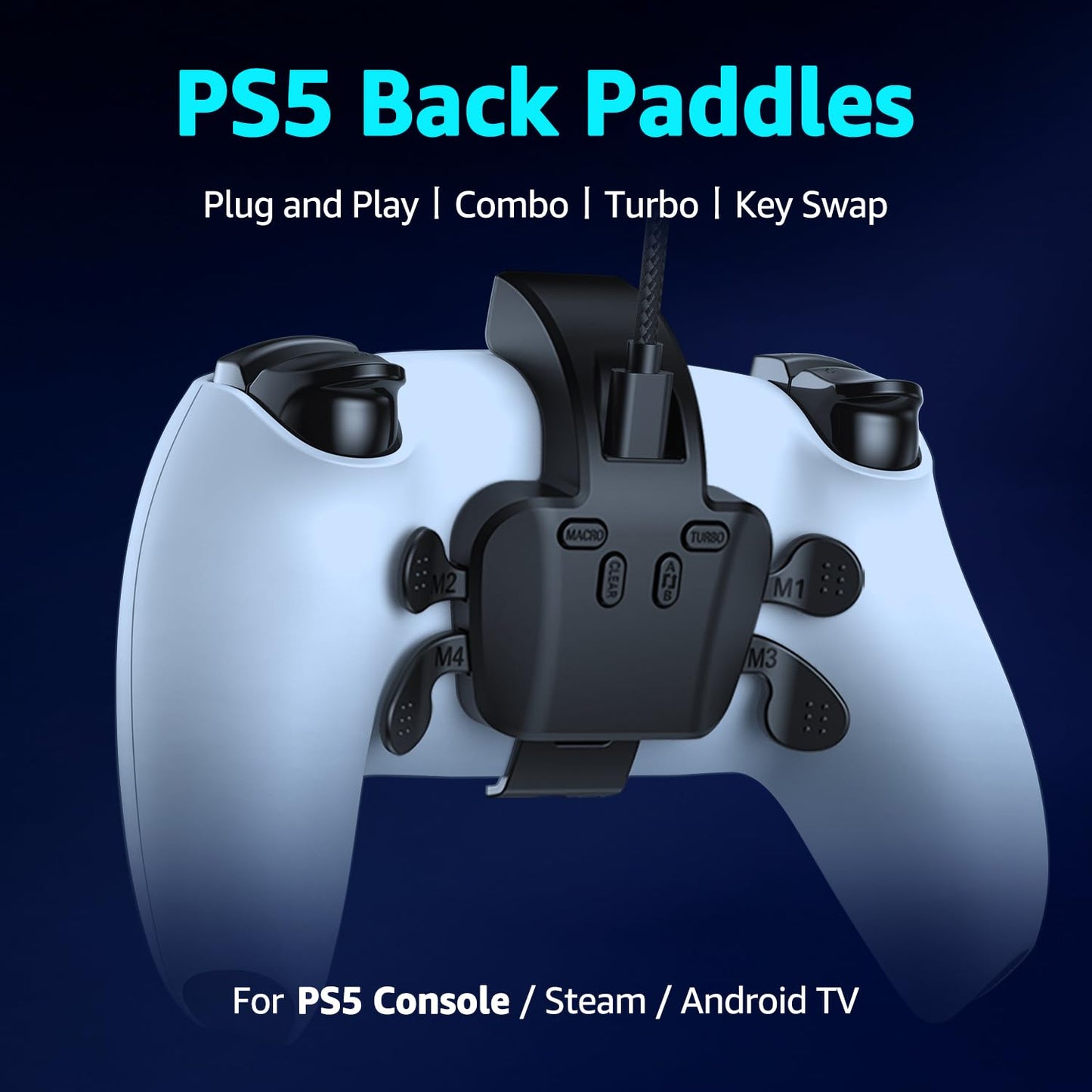 IWGAME Back Paddles with Microphone for PS5 Controller, 4 Programmable Buttons, Black