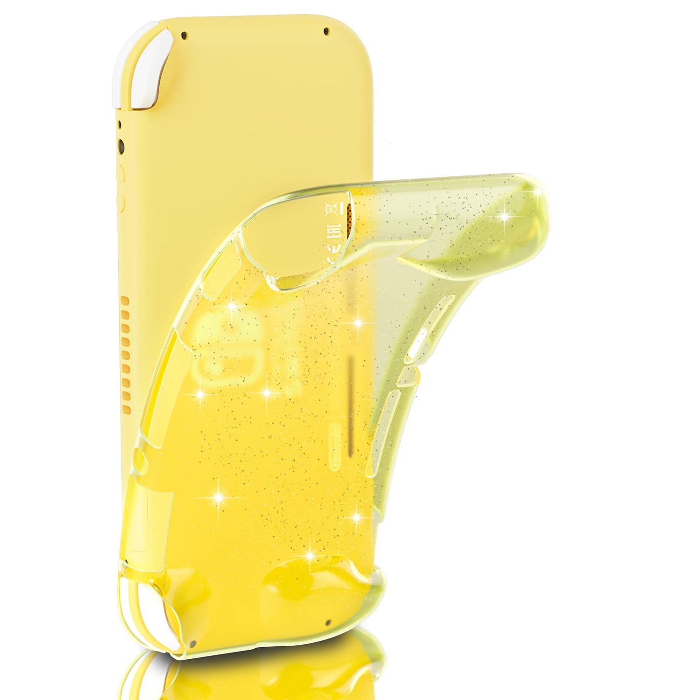ECHZOVE Switch Lite Case - Protective Glitter Yellow Rubber Cover with Grips