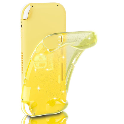 ECHZOVE Switch Lite Case - Protective Glitter Yellow Rubber Cover with Grips