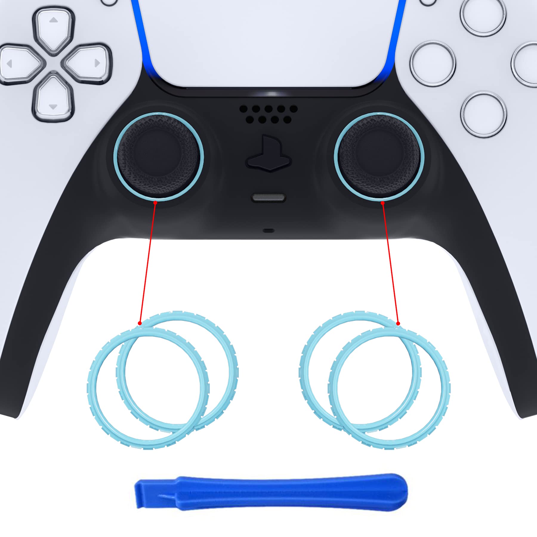 eXtremeRate Heaven Blue Replacement Accessories for PS5 Controller  Custom Accent Rings for PS5 Controller - Controller NOT Included