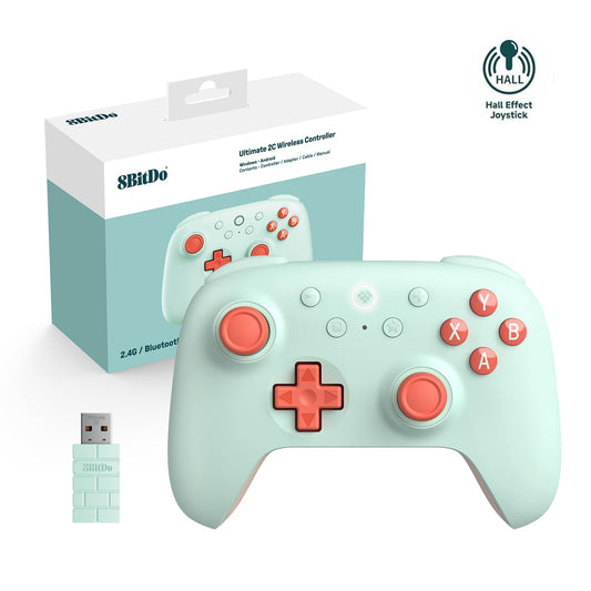 8Bitdo Ultimate 2C Wireless Controller for Windows PC & Android  Hall Effect Joysticks and Triggers  PC Controller with 1000 Hz Polling Rate  Remappable L4/R4 Bumpers  Mint