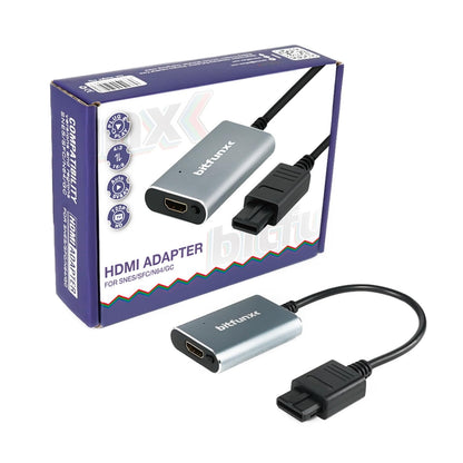 BITFUNX N64 HDMI Adapter - Plug & Play, Supports Auto SV & AV, 16:9/4:3, Grey