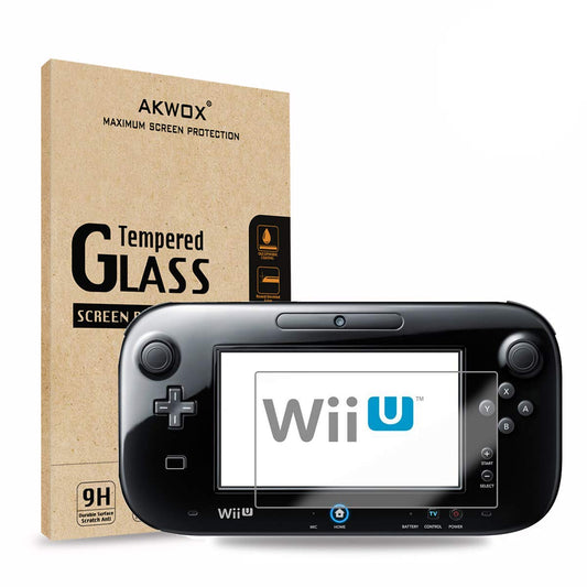 (Pack of 2) Tempered Glass Screen Protector for Nintendo Wii U  Akwox [0.3mm 2.5D High Definition 9H] fine Clear Screen Protective Film for Nintendo Wii U