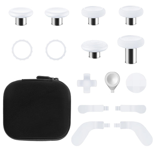 TOMSIN Thumbsticks&Paddles for Xbox Elite 2 Controller 15 In 1 Accessories Pack with Case for Xbox Elite Controller Series 2 Core 6 Metal Thumbsticks 4 Paddles 2 D-pad Protection Rings (White)