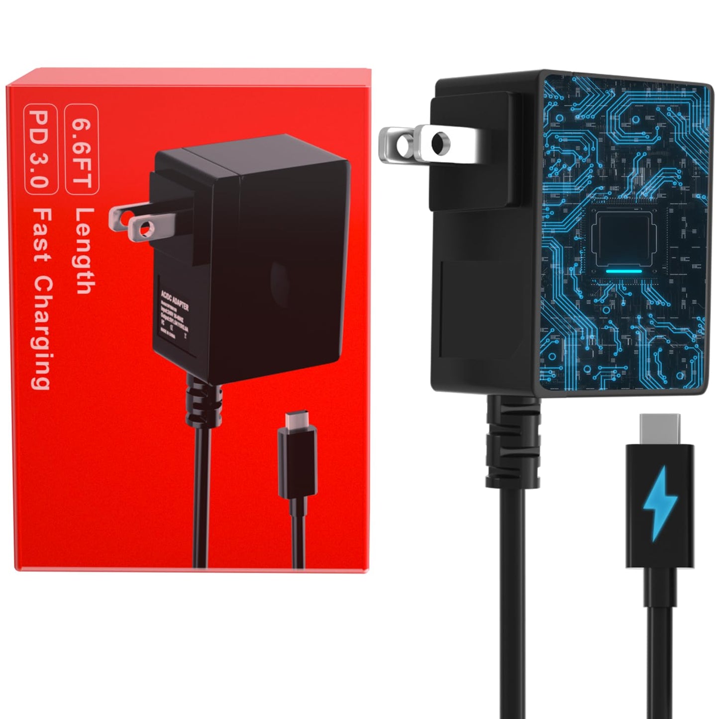ZYHKJYL 6.6FT Fast Charger for Nintendo Switch - USB C Power Adapter, 15V/2.6A, Black, Compatible with Switch/Lite/OLED/Dock