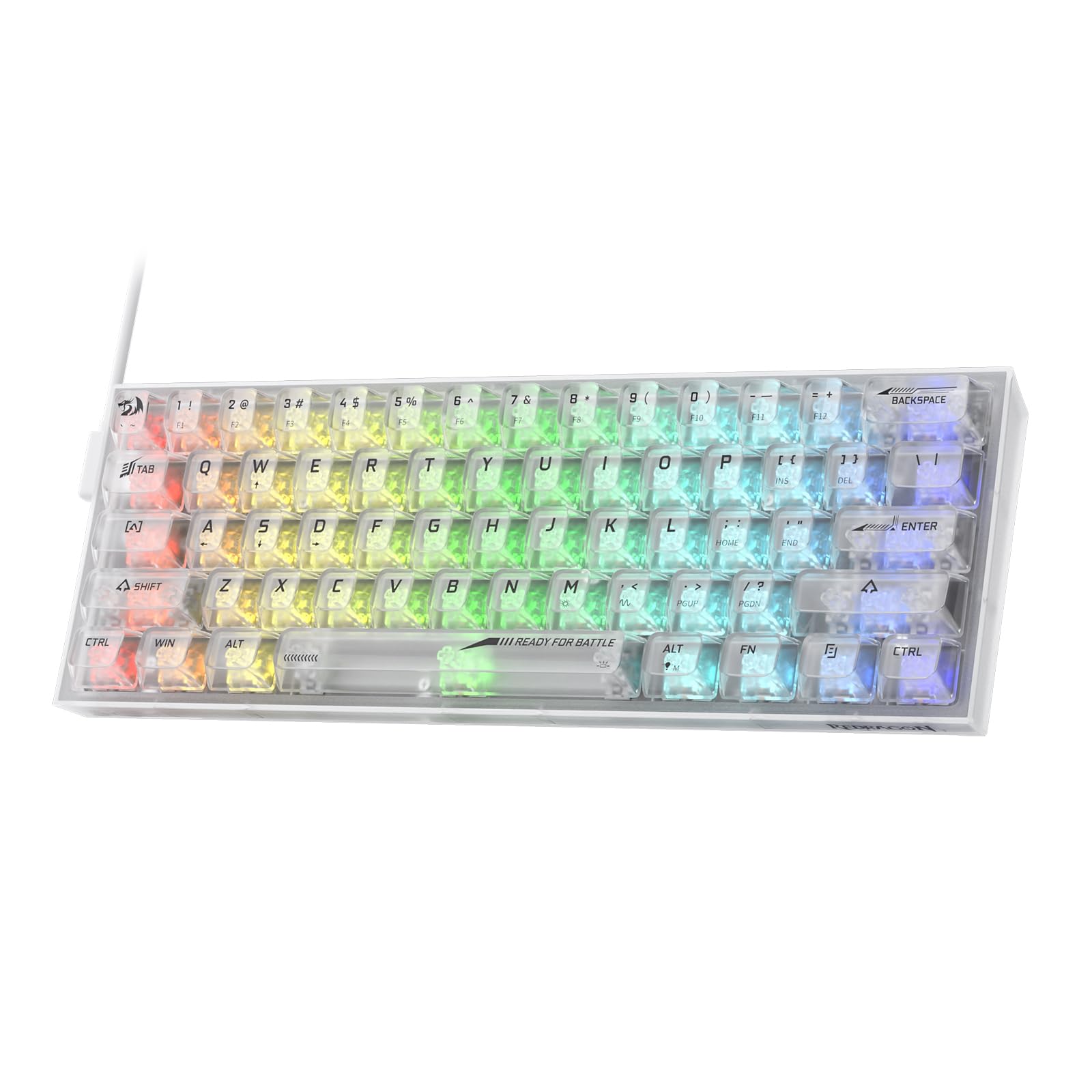 Redragon K617 SE 60% RGB Mechanical Keyboard, 61 Keys, White Transparent, Custom Linear Switch, Model 6950376717375