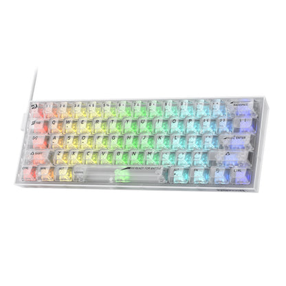 Redragon K617 SE 60% RGB Mechanical Keyboard, 61 Keys, White Transparent, Custom Linear Switch, Model 6950376717375