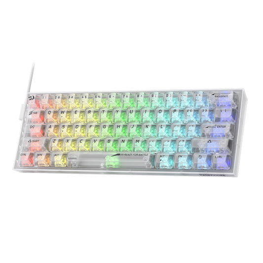 Redragon K617 SE 60% RGB Mechanical Keyboard, 61 Keys, White Transparent, Custom Linear Switch, Model 6950376717375