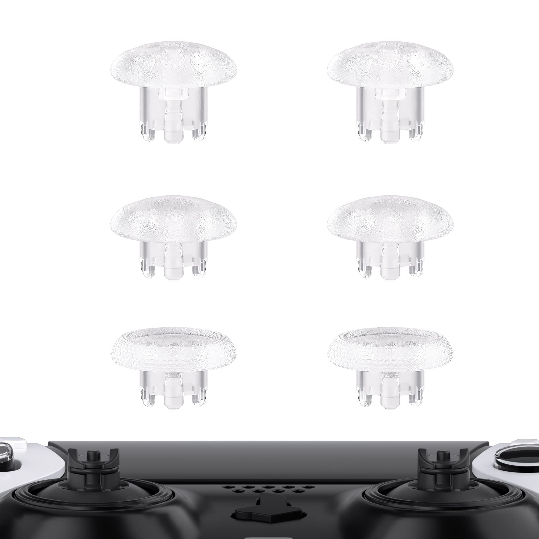eXtremeRate Clear Replacement Swappable Thumbsticks for PS5 Edge Controller, Custom Interchangeable Analog Stick Joystick Caps f