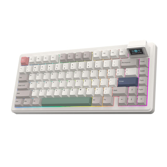 EPOMAKER RT82 Wireless Mechanical Keyboard with Screen  VIA Custom  2.4GHz/USB-C/BT5.0  RGB Backlit  Gasket  5-Paddings  PBT Keycaps  Hot-Swap Retro Gaming Keyboard (Creamy Jade)