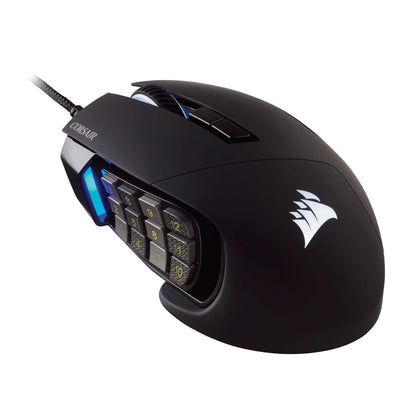 Corsair Scimitar Pro RGB MMO Gaming Mouse - 16,000 DPI, 12 Programmable Buttons, 4-Zone RGB Lighting, Black, Model CH-9304111-EU