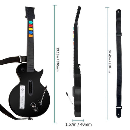 NBCP Wireless Guitar Controller for Nintendo Wii - Compatible with Guitar Hero & Rock Band 2 - Adjustable Strap - Black - Model KT613B