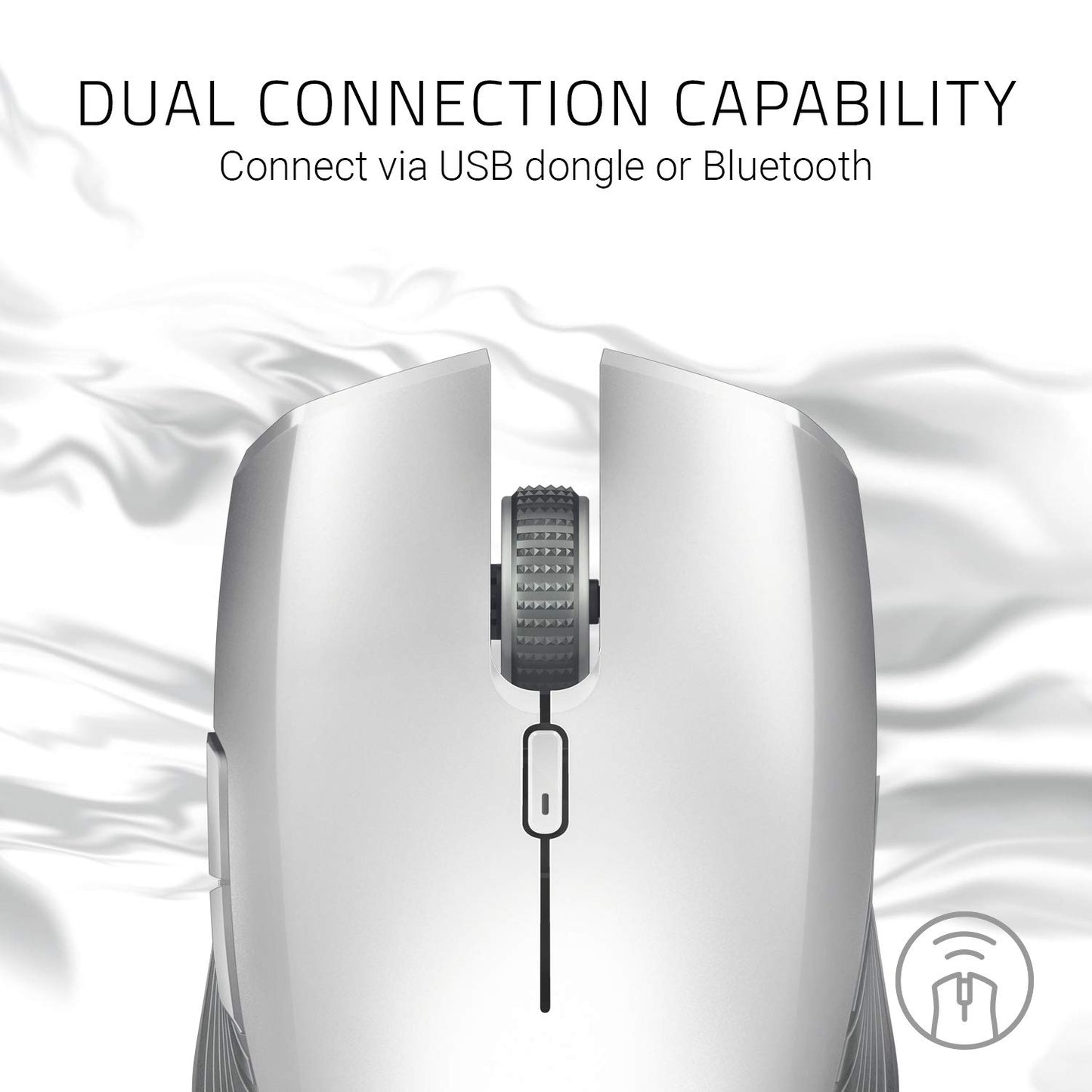 Razer Atheris Wireless Mouse - 7200 DPI, 350 Hr Battery Life, Bluetooth, USB Receiver, One Size, Mercury White