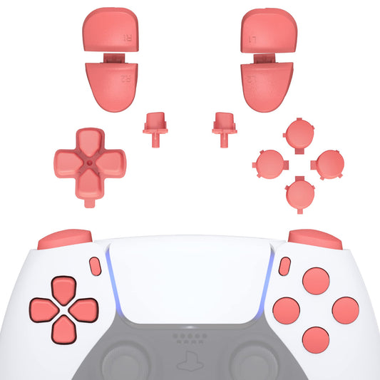 eXtremeRate Replacement D-pad R1 L1 R2 L2 Triggers Share Options Face Buttons  Coral Full Set Buttons Compatible with ps5 Controller BDM-030 BDM-040 BDM-050 - Controller NOT Included
