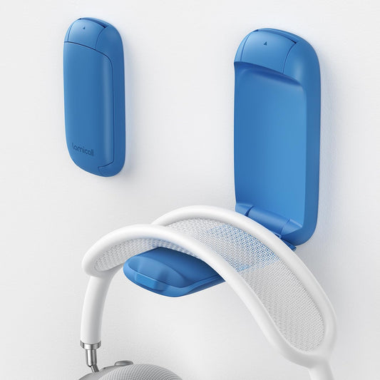 Lamicall Headphone Stand  Sticky Headset Holder - Foldable Headphone Holder Hook Mount  Adhesive Headset Hanger Clip Under Desk  Earphone Clamp for Airpods Max  HyperX  Sennheiser  Blue