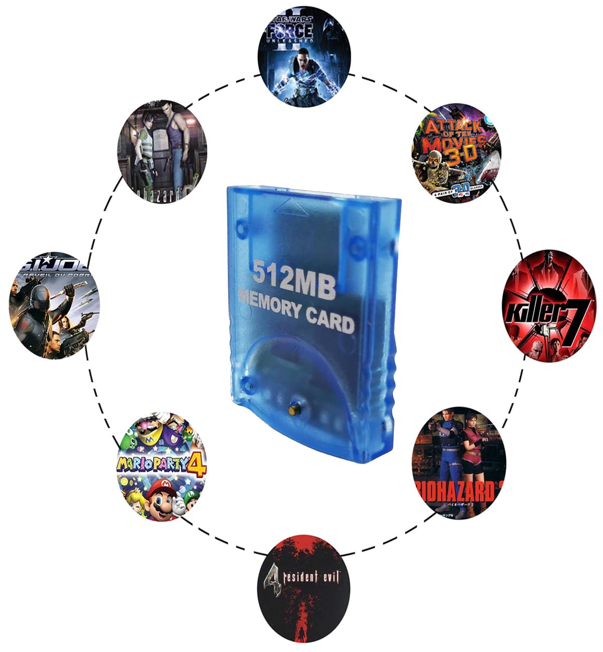 Hyamass Gamecube Memory Card - 512MB High Speed, Blue, Compatible with Nintendo Gamecube & Wii, Model RVL-001