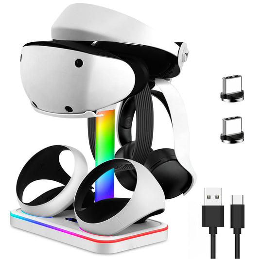 JDGPOKOO Charging Stand for PlayStation VR2, Charging Station for PSVR 2 with VR Headset Display Stand, Controller Charging Dock