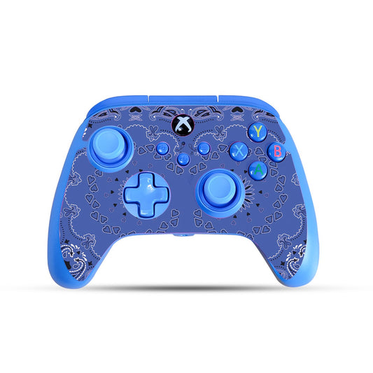 Gaming Skin Compatible with PowerA Xbox Series X|S Enhanced Wired Controller - Blue Bandana - fine 3M Vinyl Protective Wrap Decal Cover - Easy to Apply | Crafted in The USA by MightySkins