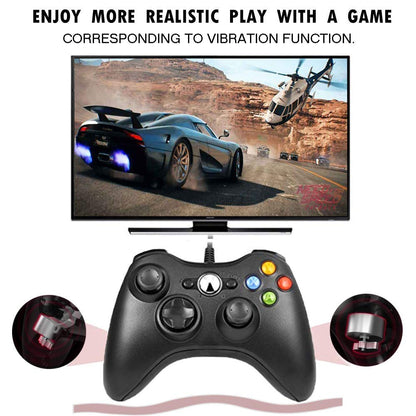 Reiso Xbox 360 Controller - 7.2 ft USB Wired PC Controller for Xbox 360 & PC - Black