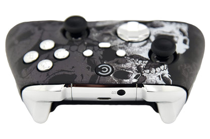 Custom Controllerzz Wireless Controller for PC, Xbox Series X/S & One - Black Skullz w/Silver Chrome Inserts