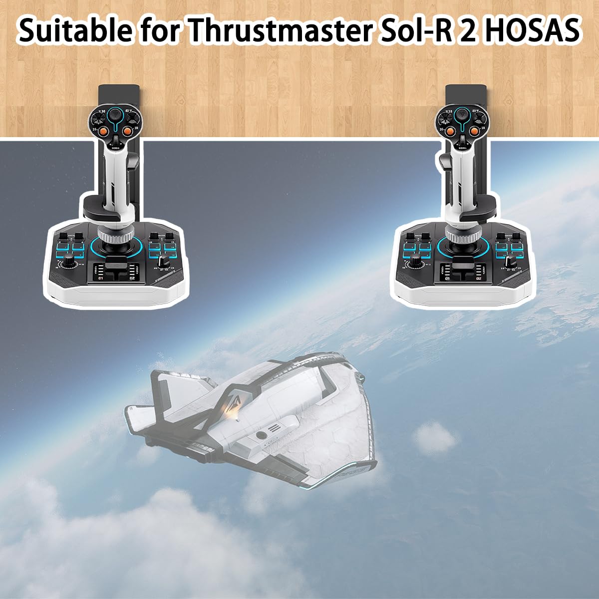 JUYEER Desk Mount for Thrustmaster Hotas Controllers - 2 Pack, Black, Model f41764c8-f296-466f-88ca-fe8d28dd5ba4