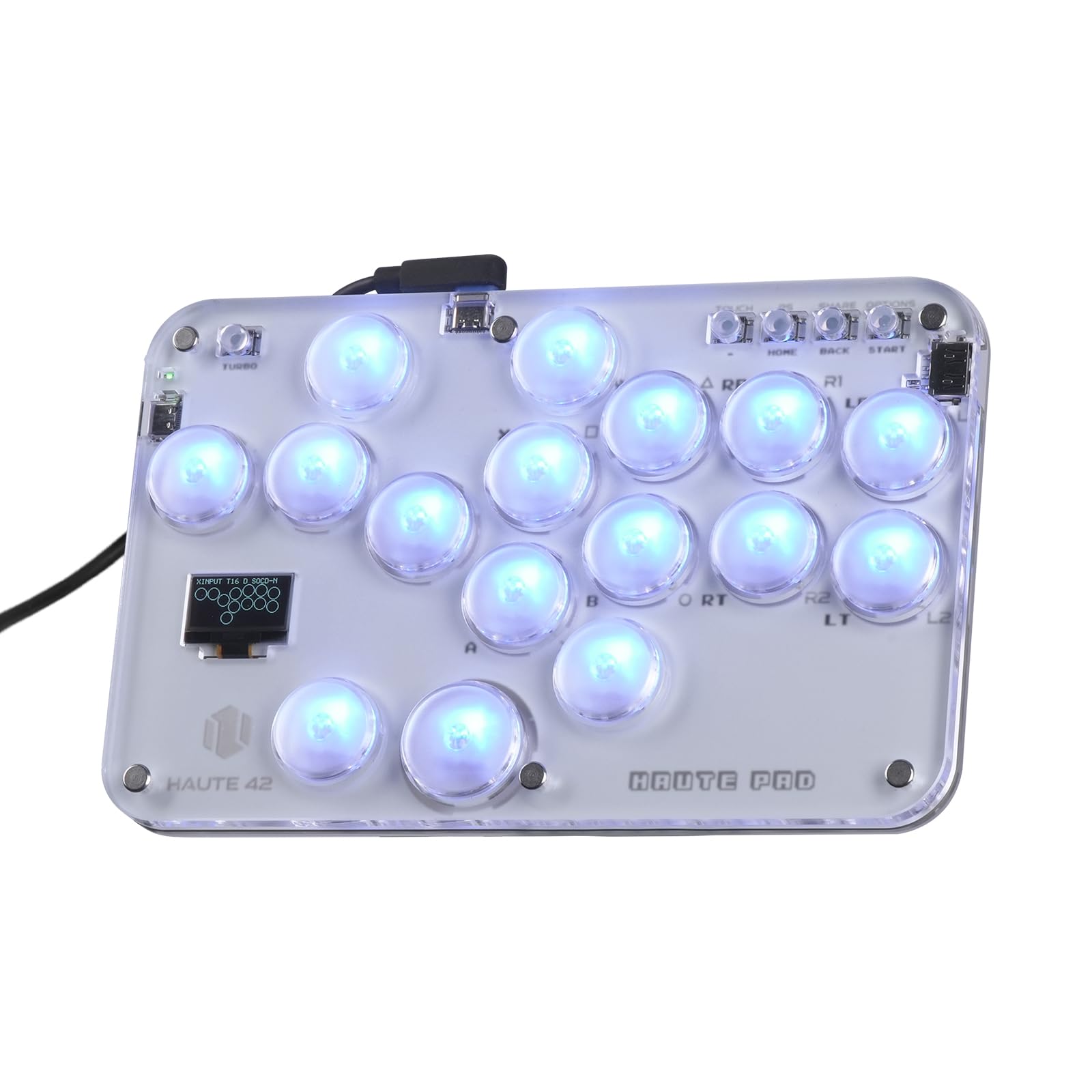 Haute42 Leverless Controller Arcade Stick: S16 Leverless Controller with Kailh Crystal Low-Profile Switches Leverless Arcade Controller Street Fight for PC/PS3/PS4/Switch Support Hot Swap & SOCD