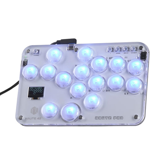 Haute42 Leverless Controller Arcade Stick: S16 Leverless Controller with Kailh Crystal Low-Profile Switches Leverless Arcade Controller Street Fight for PC/PS3/PS4/Switch Support Hot Swap & SOCD