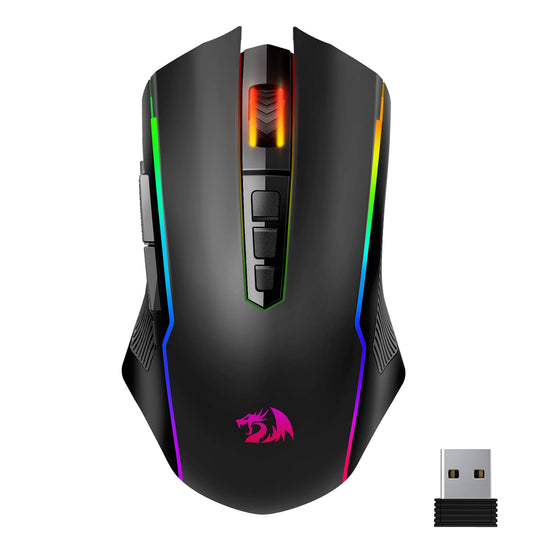 Redragon M914P Wireless Gaming Mouse - Tri-Mode 2.4G/USB-C/Bluetooth, 12000 DPI, RGB Backlit, Black
